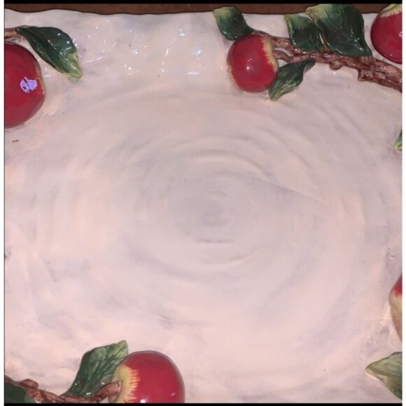 Apple-Themed Ceramic Serving Platter With Handles - Picture 2 of 11
